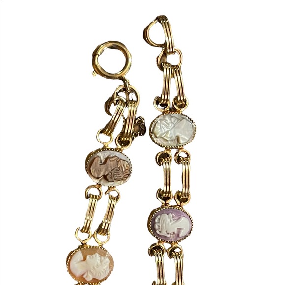 Vintage 12k Gold filled multi cameo texture link bracelet - Picture 9 of 9